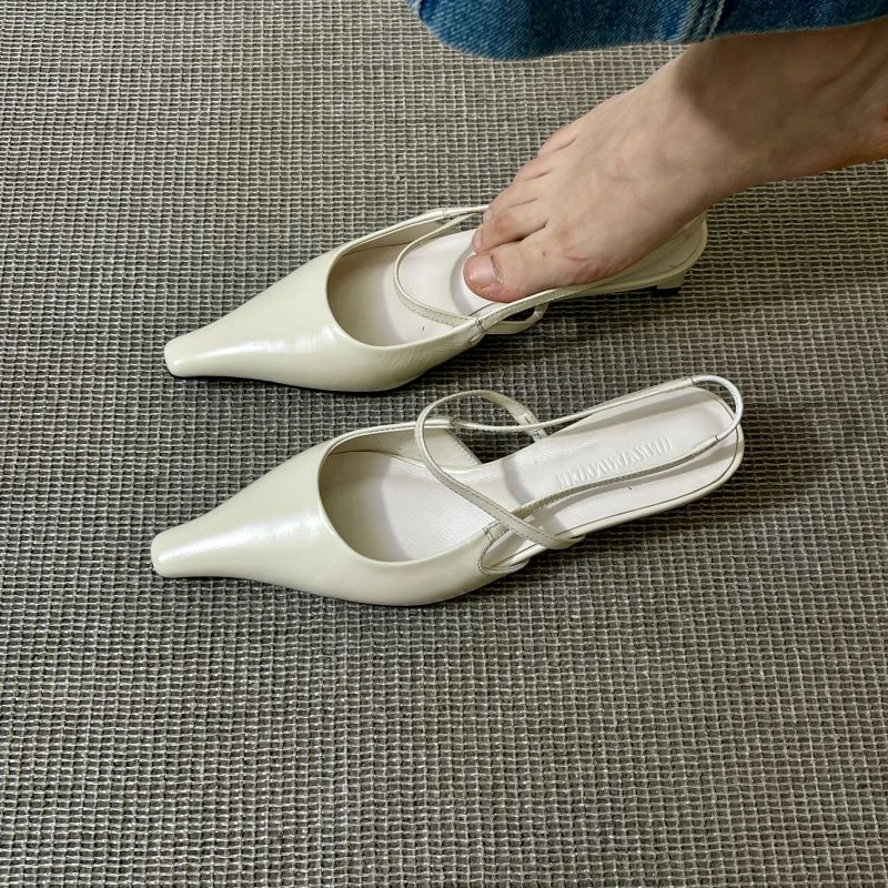 凉鞋女款2025新款简约时尚设计尖头细跟浅口凉鞋夏季百搭高级感