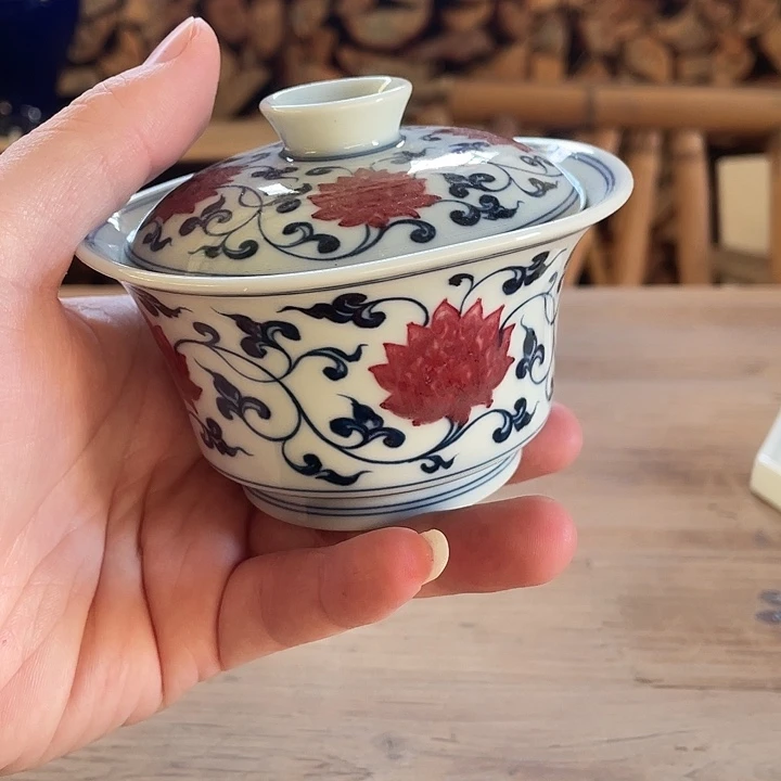 颖****青花釉里红柴窑主人杯