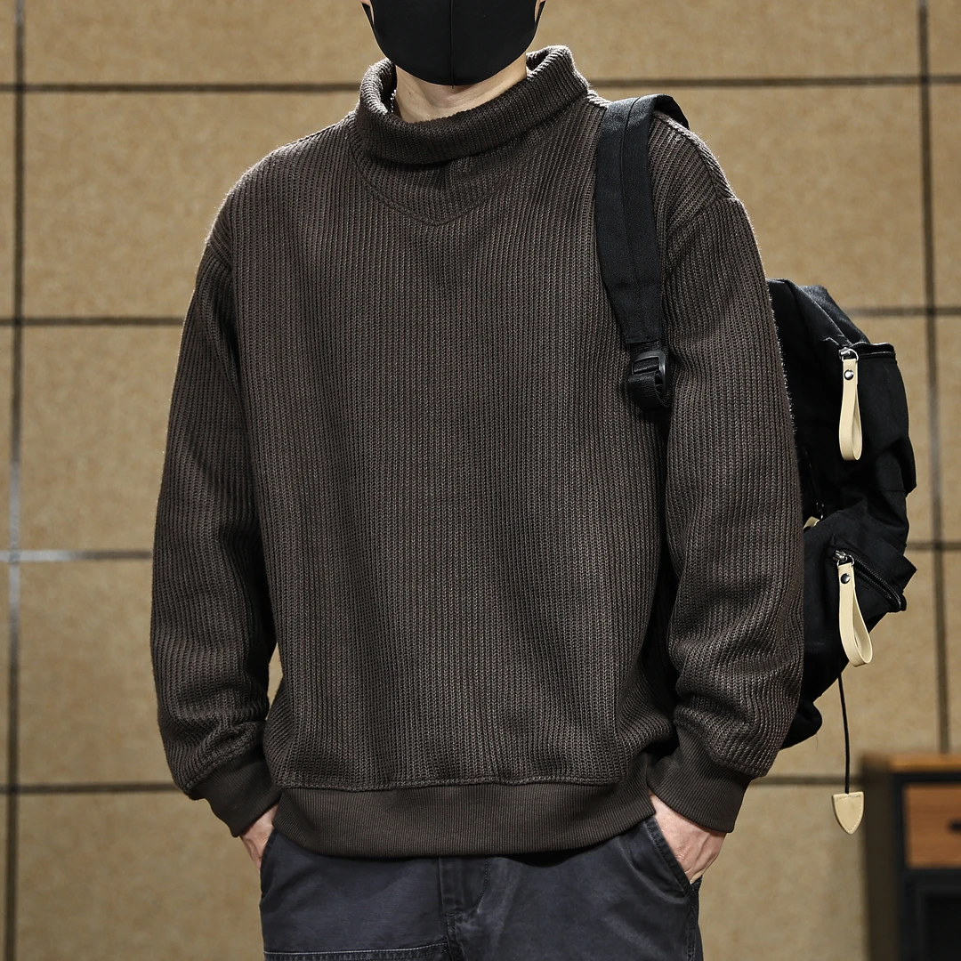秋冬潮牌半高领男士卫衣宽松大码美式复古新款痞帅上衣体恤内搭男