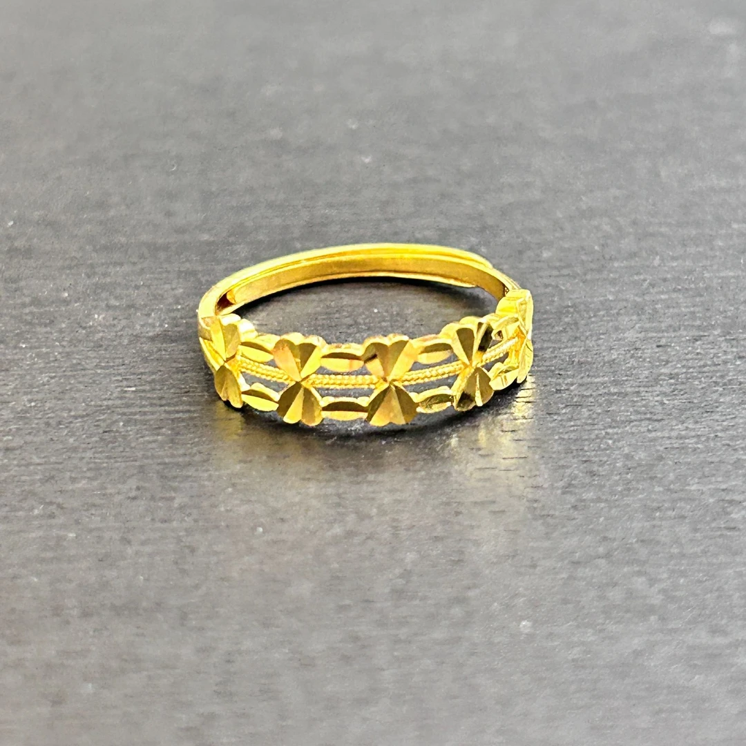 【店长专享】足金999投资金攒金双爱心排戒指ZBHJJ302克重多退少补