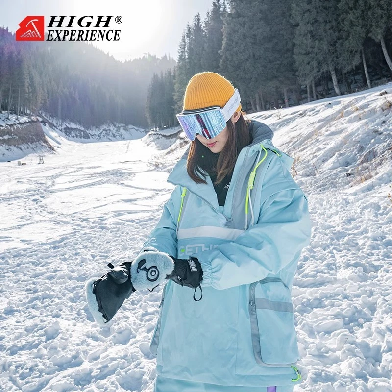 【马卡龙】至高新款撞色滑雪服男女夹棉保暖套头单双板防水12001