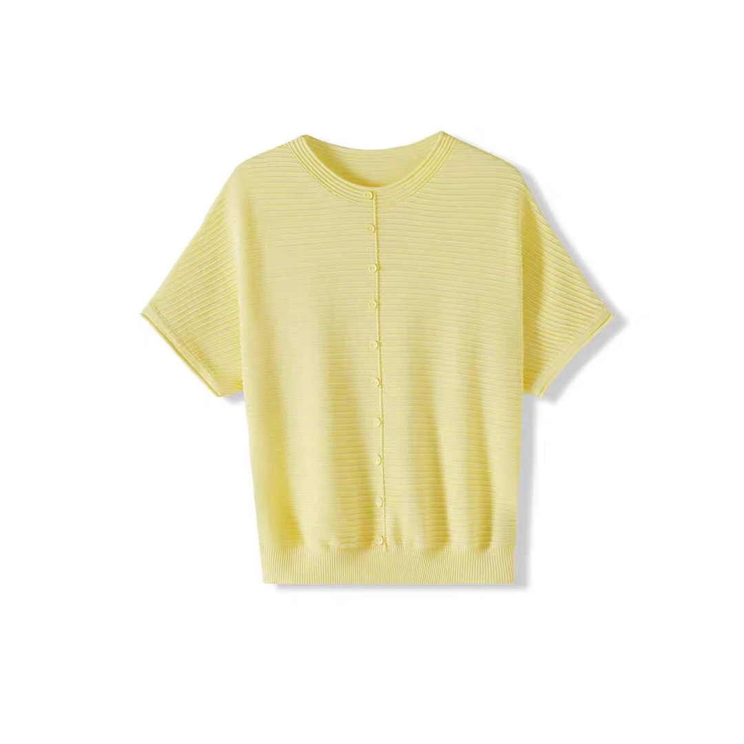 《茜茜专属》《织韵姿夏》莱赛尔桑蚕丝透气肌理感立体三宅短袖针织衫