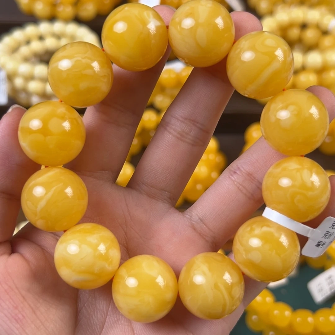 菲***菲琥珀未镶嵌手链57.54g焦皮同料圆珠20mm tt