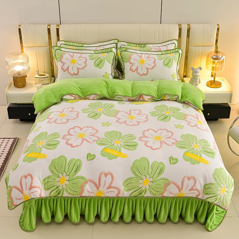 秋冬款高端加厚牛奶绒双面绒床上四件套冬季四件套牛奶绒双面绒