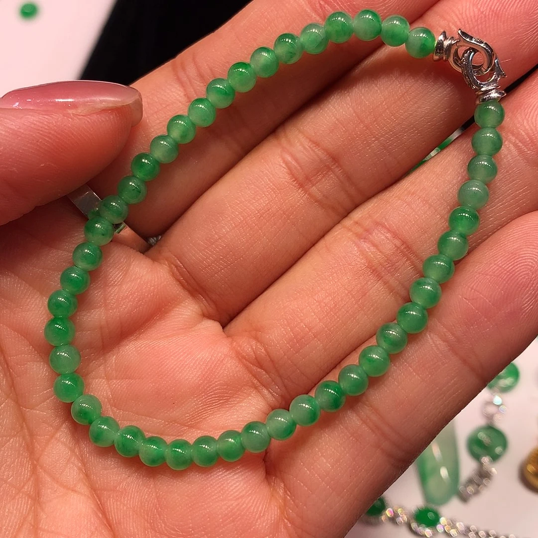 翡翠18K金镶嵌手链