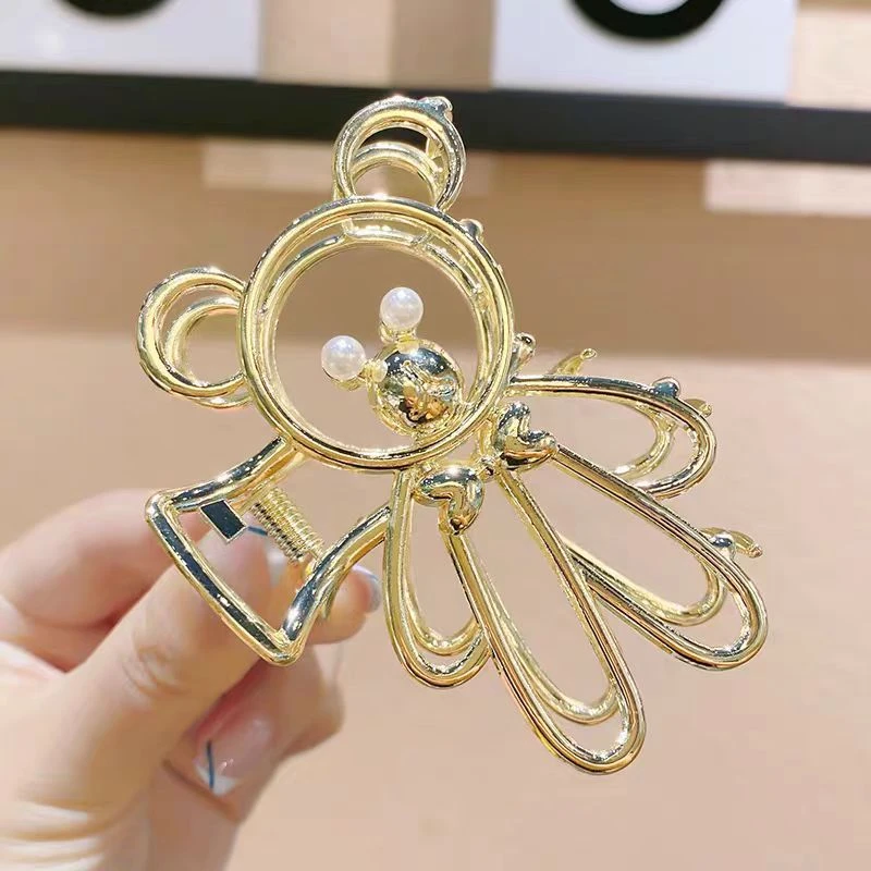 锌合金小熊发夹可爱气质抓夹女后脑勺鲨鱼夹头饰