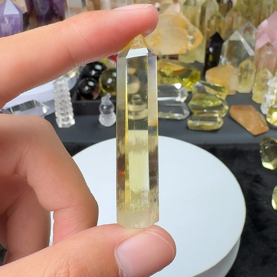水晶珠宝半成品未镶嵌黄水晶蓝针