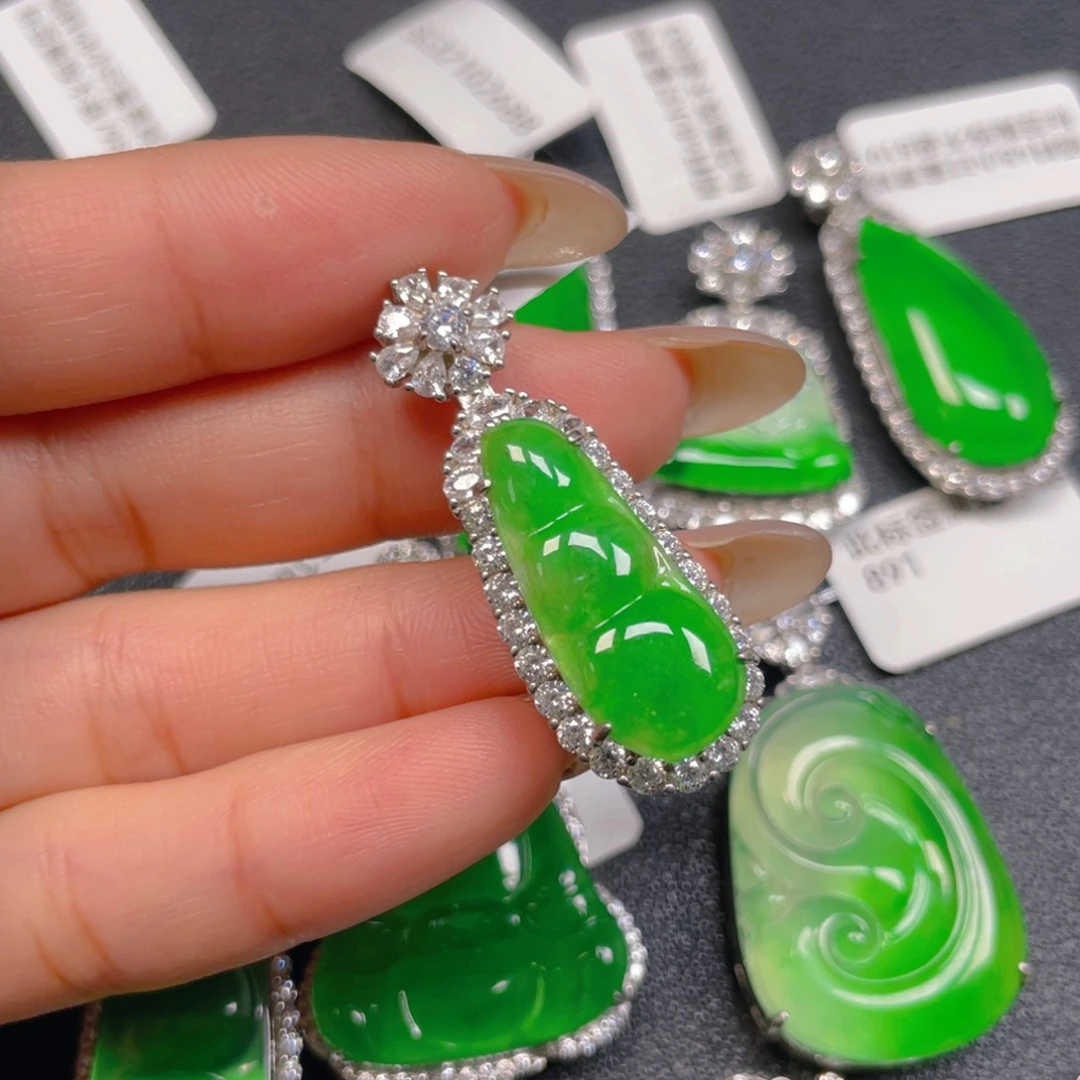 翡翠银S925镶嵌挂件