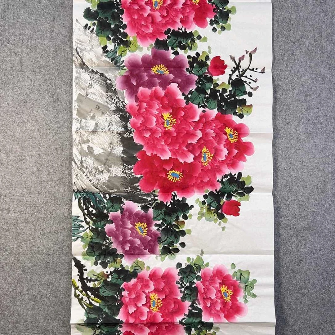 国画076 牡丹花鸟等画风与山水的