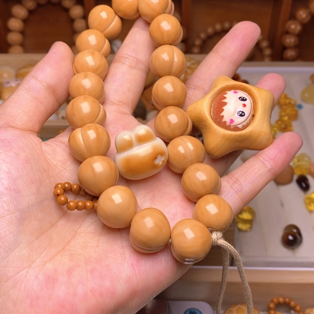 酷***u手串猴头核桃16泡芙手持小兔头星星拉布 棕跑环