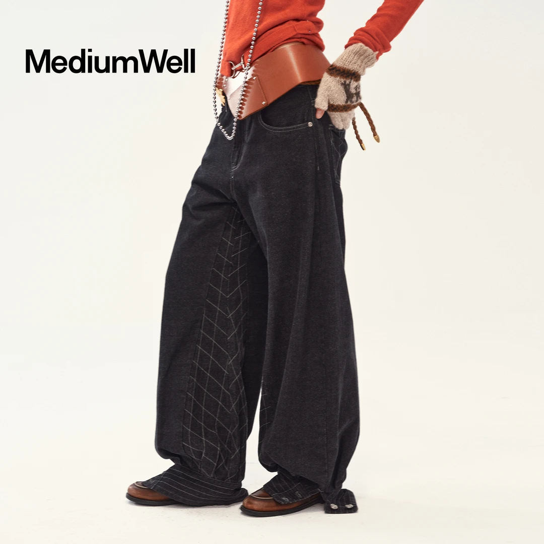 MEDIUM WELL_复古绗线灯笼阔腿裤_Quilted Harem Pants
