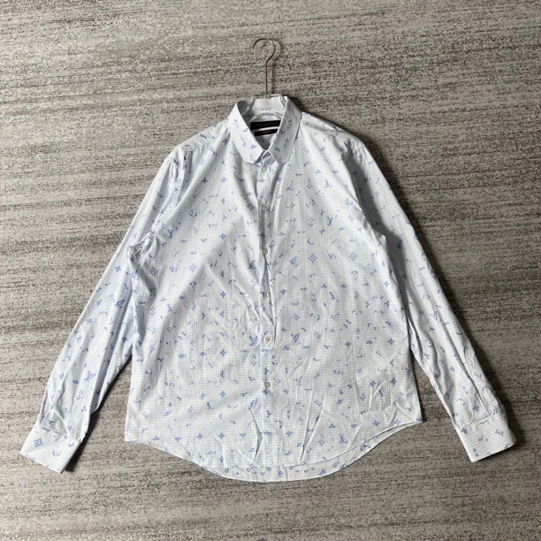 99新 LouisVuitton/路易威登 三花模糊刺绣长袖衬衫/XXL码#0100