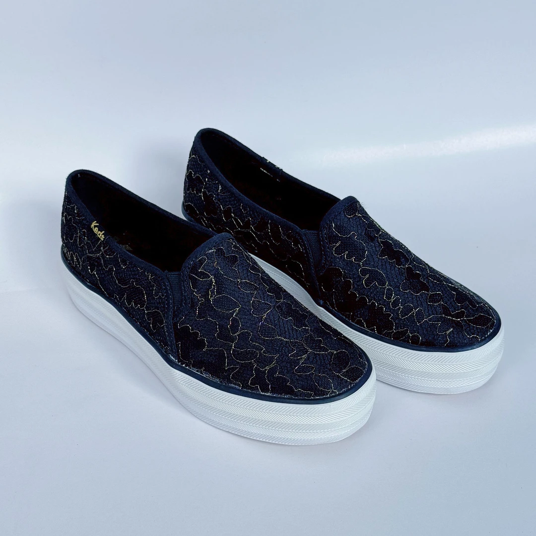 KEDS 蕾丝金线一脚蹬舒适乐福鞋百搭厚底单鞋低帮系带