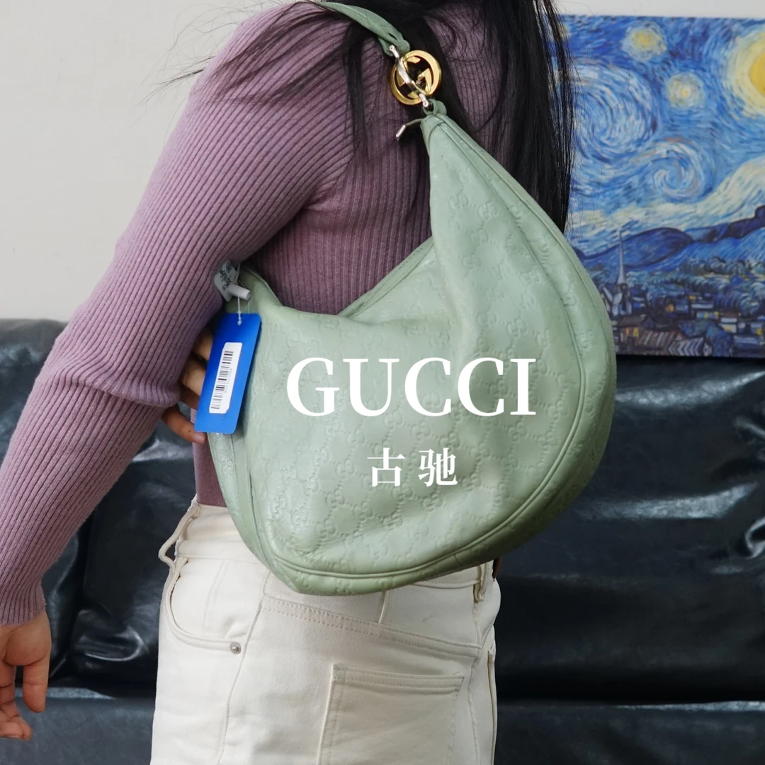 95新 GUCCI/古驰 绿色压纹单肩包/FYBG11623006/3006