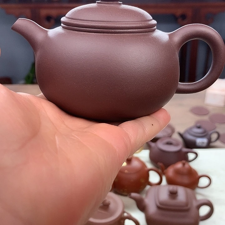 茶壶紫砂紫泥，半手工180容量