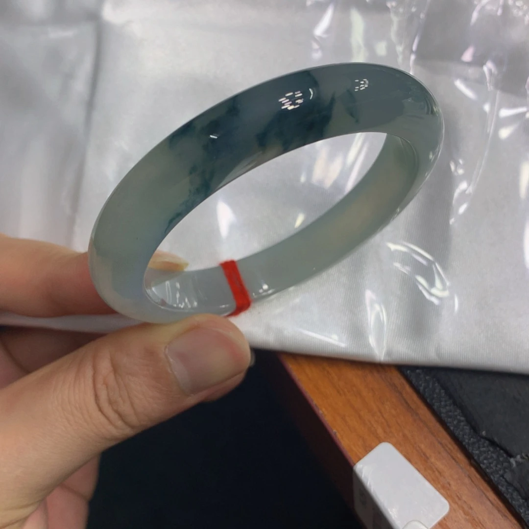 未镶嵌手镯翡翠翡翠手镯蓝底带蓝花，冰胶的20