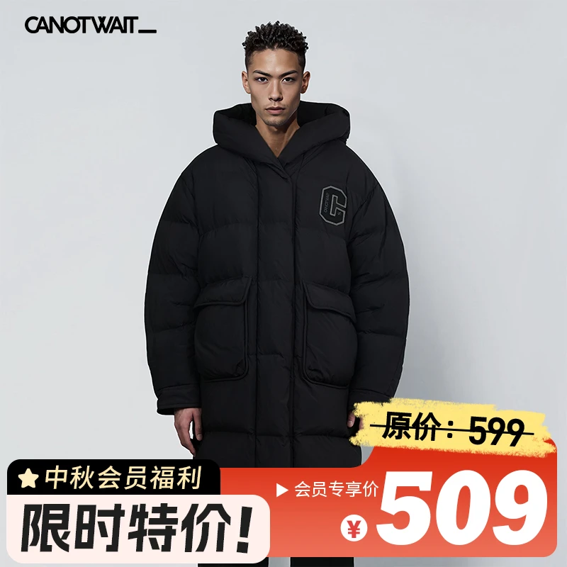 CANOTWAIT_陈伟霆CNW经典LOGO长款冬季鹅绒羽绒服户外男女同款