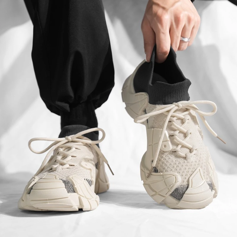 男鞋2025新款夏季飞织袜子网鞋男士休闲机甲跑步运动潮鞋百搭透气