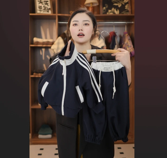 春季儿童洋气字母条纹刺绣韩版时尚炸街儿童卫衣套装