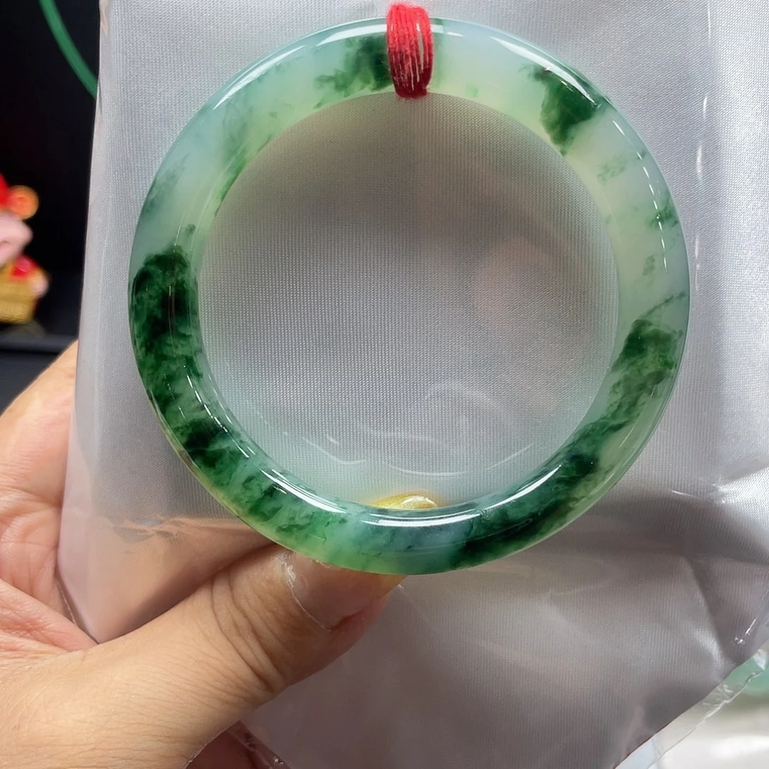 翡翠未镶嵌手镯57圆条