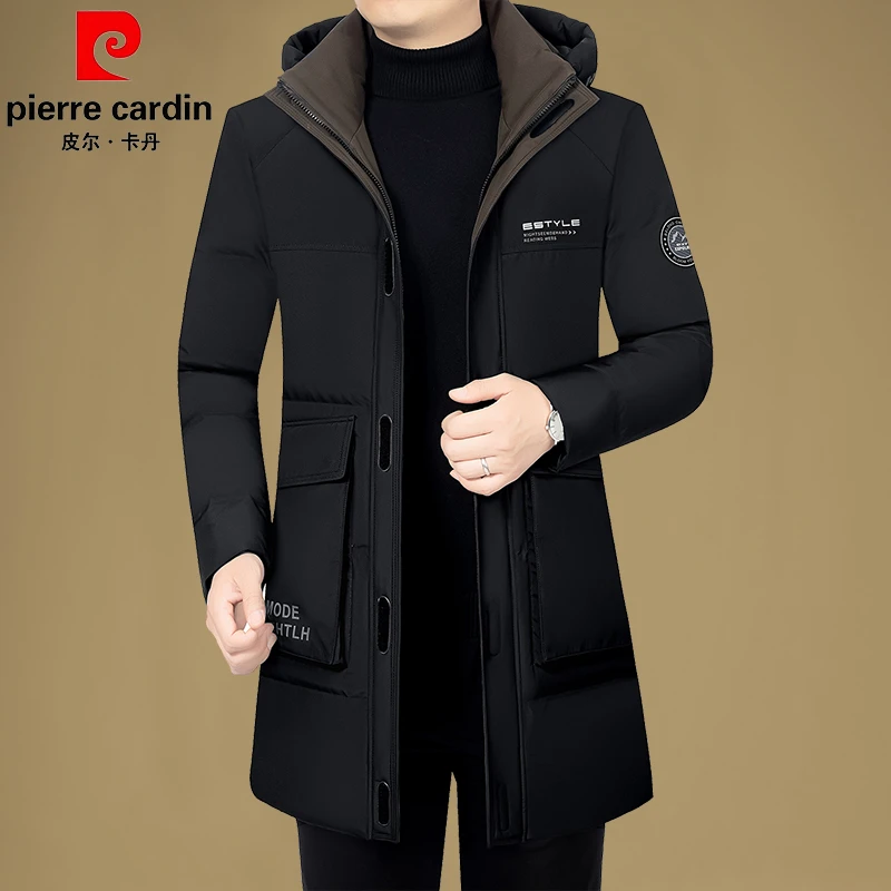 皮尔卡丹男士羽绒服中长款2025冬季户外新款背带男款保暖加厚外套