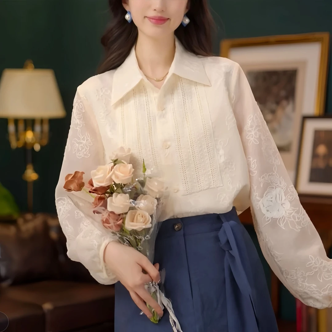 琦琦【贝果日记】气质百搭长袖衬衫女宽松显瘦上衣 5929