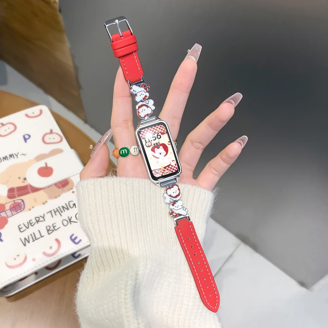 适用华为手环10表带新品苹果小狗华为手环9/8表带甜系女7腕带
