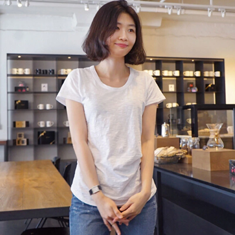 纯棉短袖t恤女夏季圆领宽松百搭显瘦2025夏季打底衫薄款大码上衣