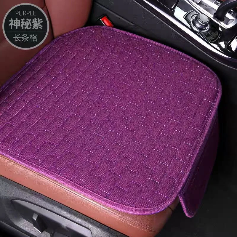 四季通用透气亚麻汽车座垫坐垫单片无靠背防滑夏季适用汽车坐垫