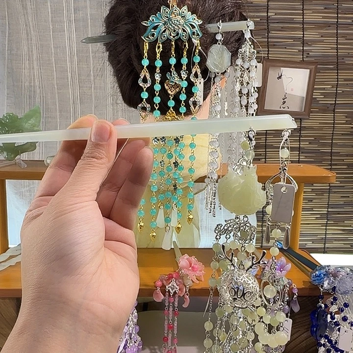 蛇纹石玉合金发饰