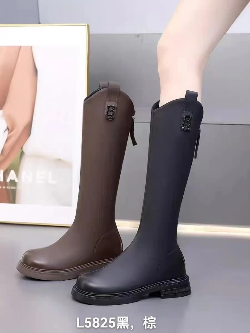 1L秋冬新款韩版通勤瘦瘦简约厚底裸靴长靴L5825(加绒)