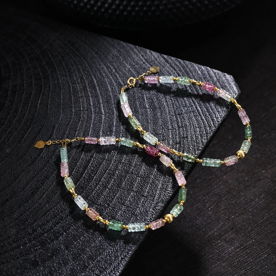 【举石臻选】TA0728-3793-375碧玺手链18k（一件/多样性发）E