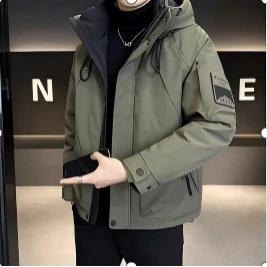 连帽棉服服男士短款2025冬季新款宽松户外工装鸭绒保暖外套冲锋衣