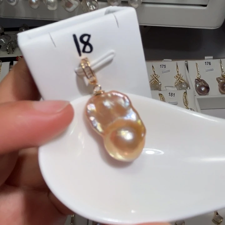 淡水珍珠吊坠(不含链)银S925镶嵌