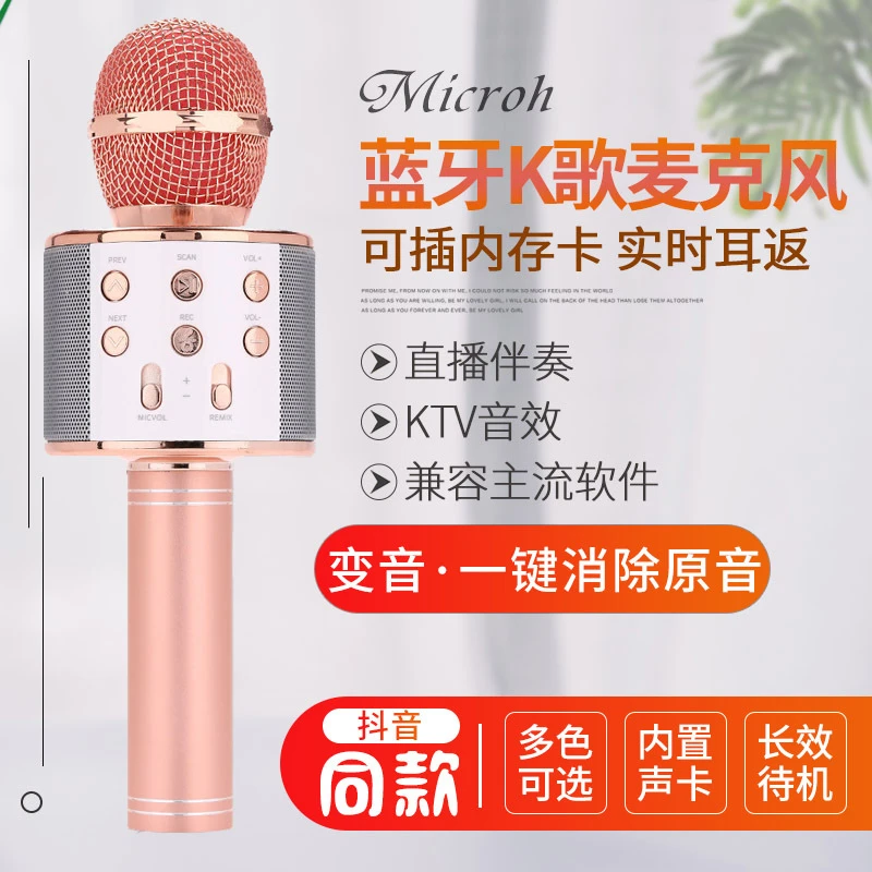 麦克风 家用K歌宝手机通用全民k歌神器无线蓝牙话筒音响一体ws858