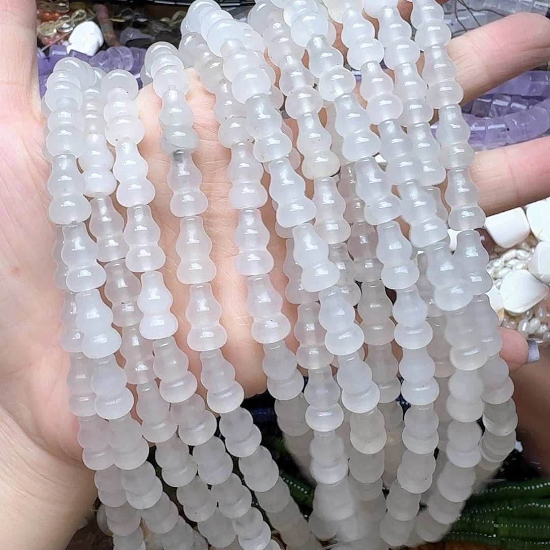 玛瑙/玉髓未镶嵌珠宝半成品一条8x14m白玉葫芦