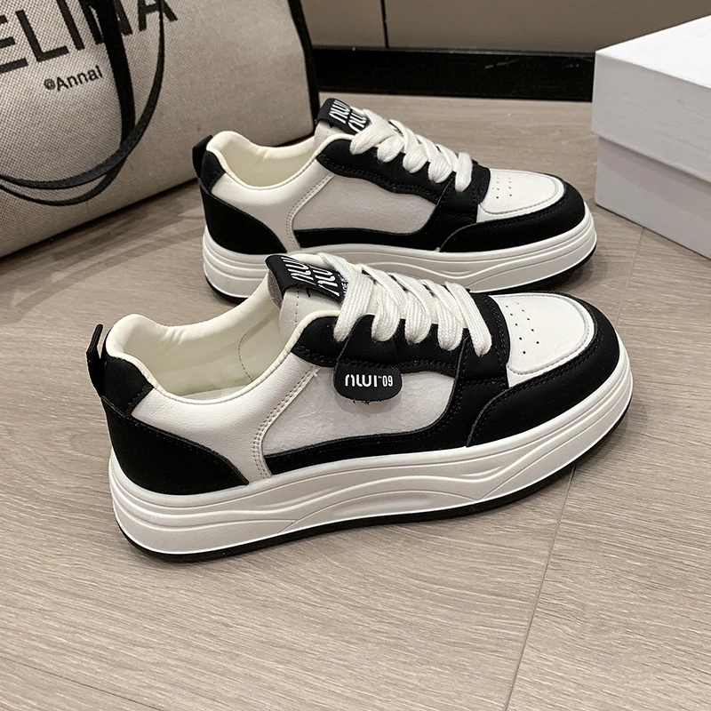 2025新款夏季系带板鞋休闲学生厚底平底鞋休闲鞋职场休闲风女鞋