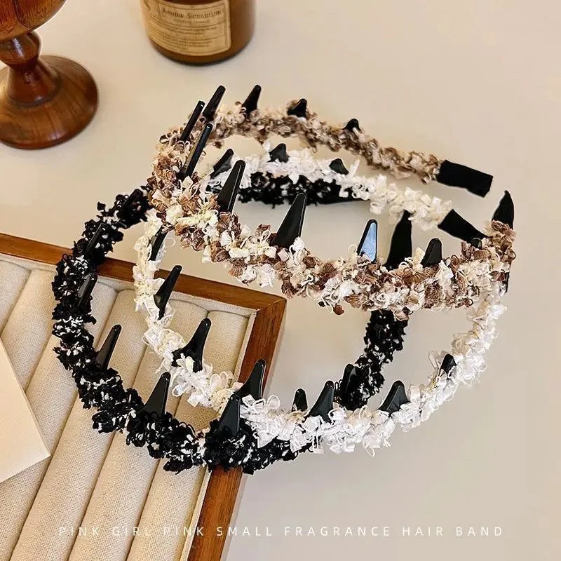 小香风编织波浪发箍女早秋不勒头发卡气质高颅顶奢华防滑洗脸头箍