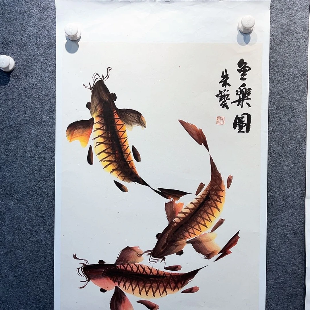 国画纯手绘画心原创