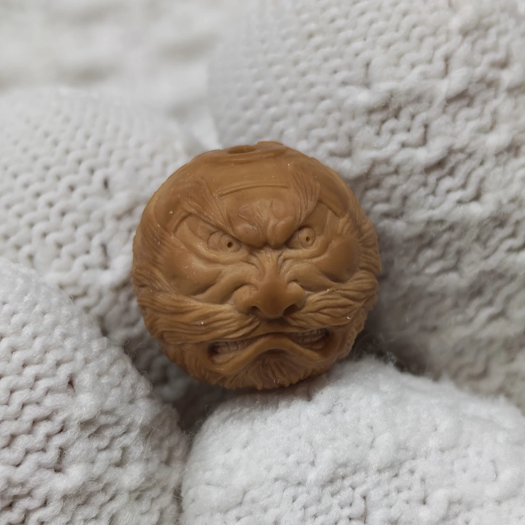 纯手工猴头核桃雕刻钟馗单籽配饰14+