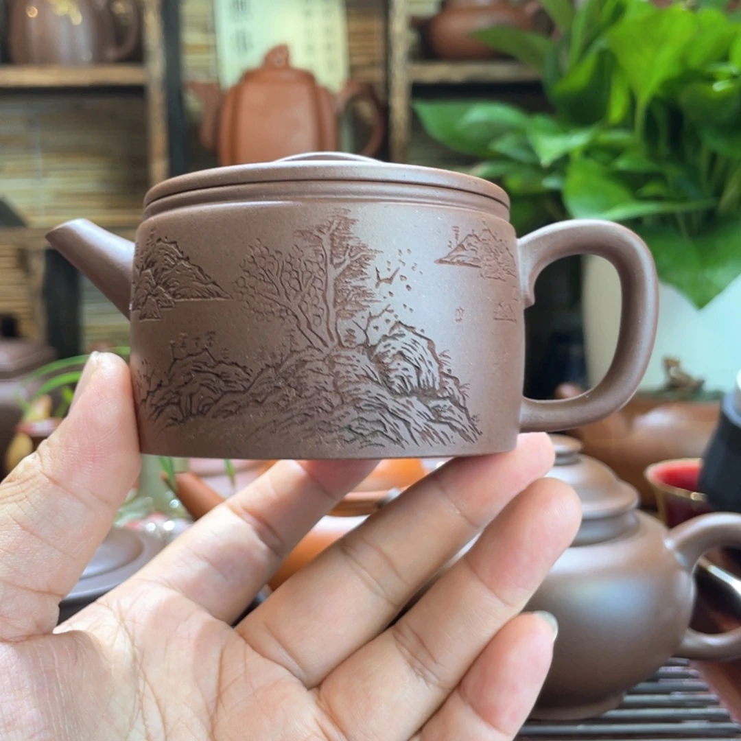 紫砂茶壶汉瓦天青紫泥150毫升