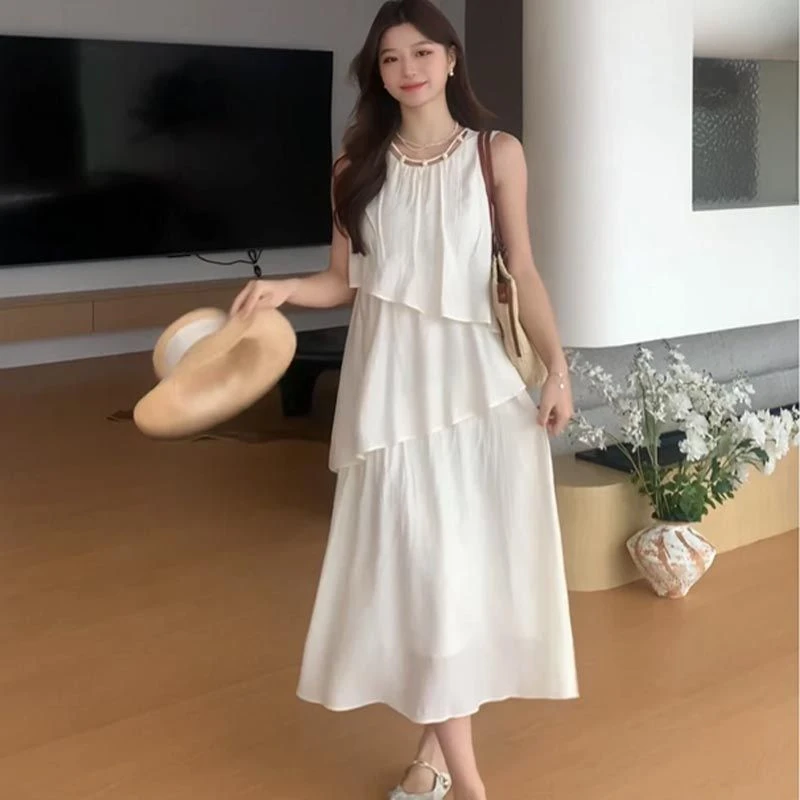 2025春夏新款中长款连衣裙女士气质设计感时尚个性百搭高级感长裙