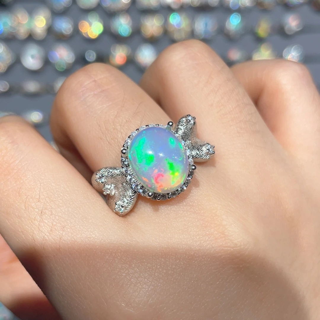 欧泊银S925镶嵌欧泊戒指