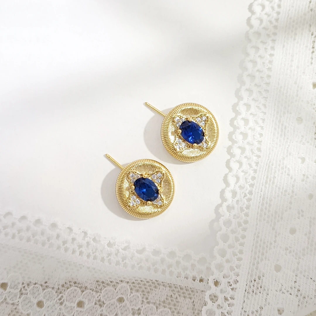 铜合金合成锆石耳饰 WHSM-000785 【蓝色晨曦】 耳饰百搭简约大方