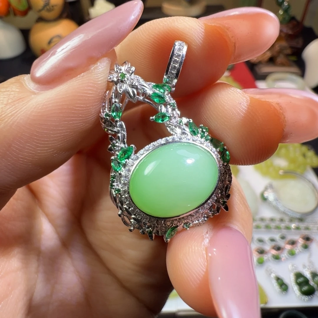 和田玉银S925镶嵌颈饰