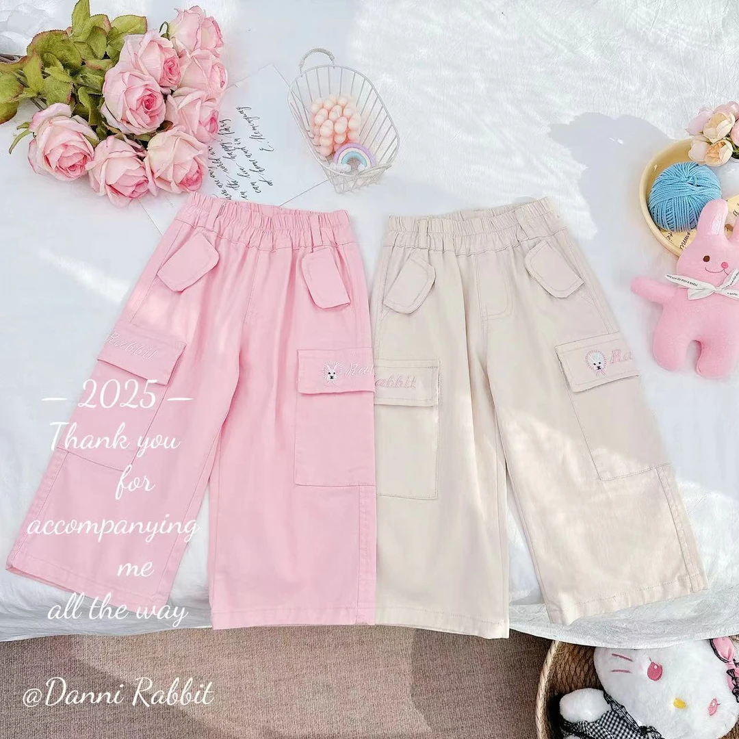 2025春款*Rabbit兔子刺绣—潮酷风百搭口袋工装裤*D-A202