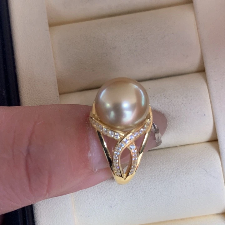 银S925镶嵌戒指海水珍珠