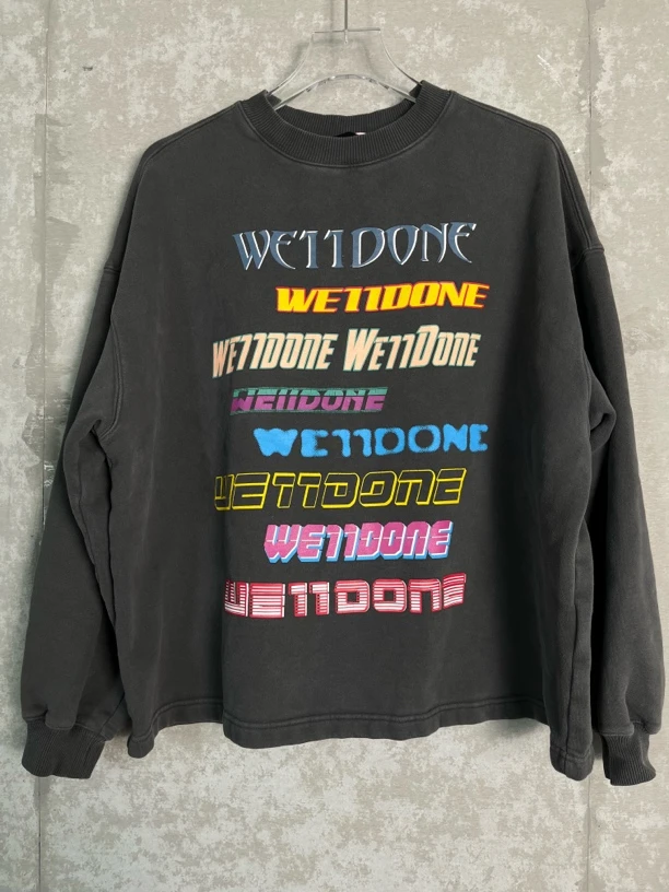 未使用 maje 全新未使用/Welldone深灰色弹幕logo印花卫衣/09139