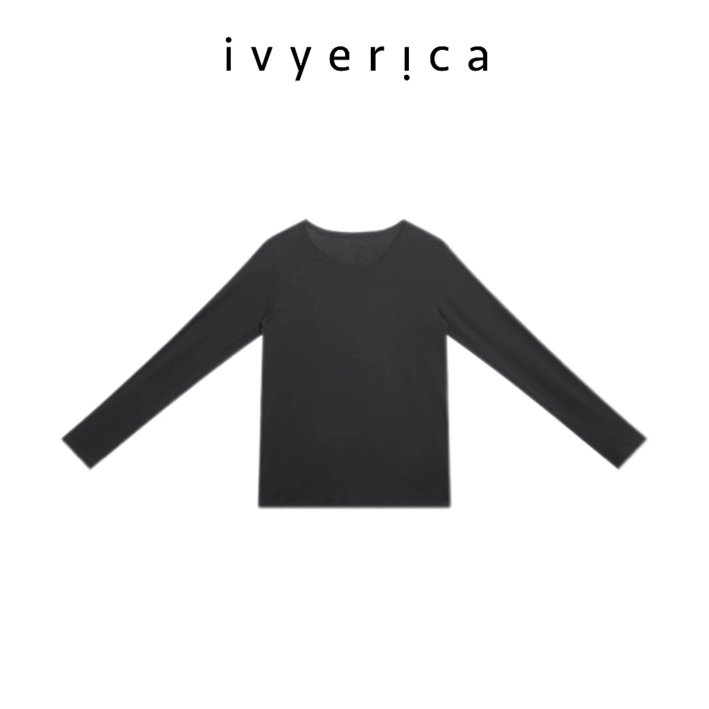 IVYERICA纯色圆领长袖套头打底衫