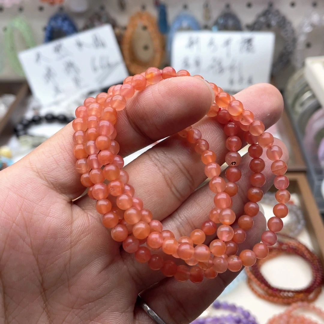 水晶未镶嵌手链南红四圈